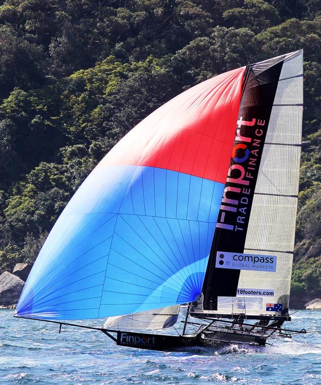 Race 4 – Finport Trade Finance in action on the second spinnaker run – 18ft Skiffs Spring Championship ©  Frank Quealey / Australian 18 Footers League